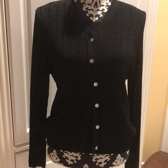 S.M.L. Design Two-piece Tank & Cardigan semi-sheer knit, mother of pearl buttons - Picture 1 of 10